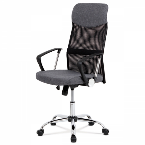 Kancelářská židle šedo černá, houpací kovový kříž, MESH KA-E301 GREY