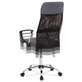 Kancelářská židle, houpací mech., šedá látka + černá MESH, kovový kříž KA-E301 GREY