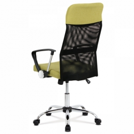 Kancelářská židle, houpací mech., zelená látka + černá MESH, kovový kříž KA-E301 GRN