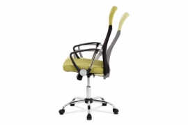 Kancelářská židle, houpací mech., zelená látka + černá MESH, kovový kříž KA-E301 GRN