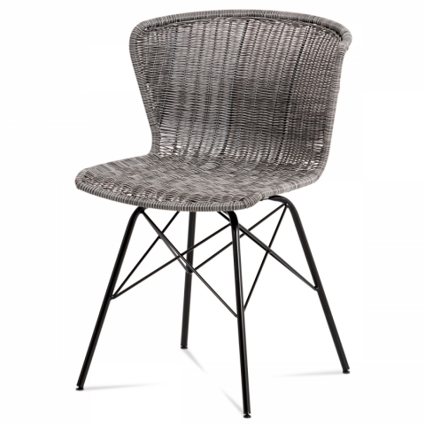 Jídelní židle umělý ratan šedý, kov černá, SF-825 GREY