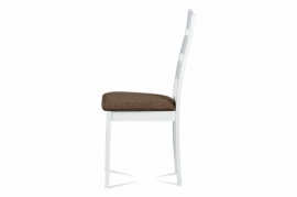 Jídelní židle masiv buk, barva bílá, potah hnědý BC-2603 WT