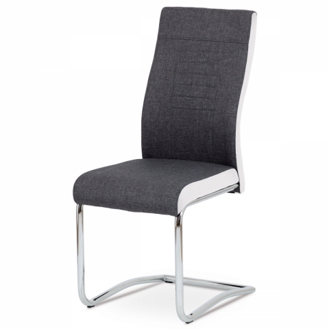 Jídelní židle šedá látka bílá koženka, chrom, DCL-428 GRWT2