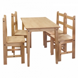 Jídelní set pro 4 osoby masiv borovice stůl + 4 židle CORONA 2 vosk
