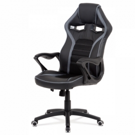 Kancelářská židle černo šedá MESH, houpací, kříž černý, KA-G406 GREY
