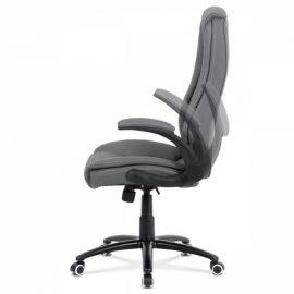 Kancelářská židle, šedá ekokůže, kříž kov černý, houpací mechanismus KA-G301 GREY
