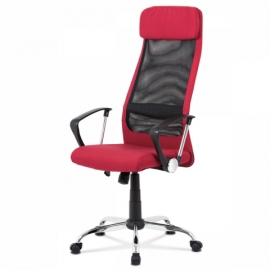 Kancelářská židle, bordó látka, černá MESH, houpací mech, kříž chrom KA-V206 BOR