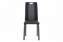 Jídelní židle, látka antracit + šedá ekokůže, kov matná černá DCL-399 GREY