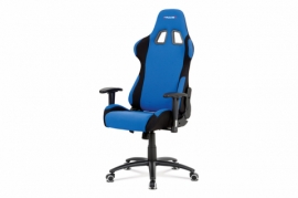 Kancelářská židle, modrá-černá látka, houpací mech, kovový kříž KA-F01 BLUE