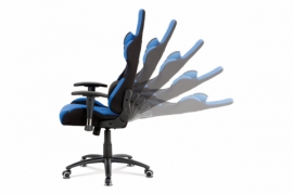 Kancelářská židle, modrá-černá látka, houpací mech, kovový kříž KA-F01 BLUE