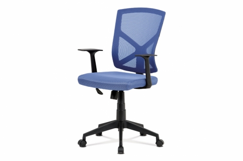 Kancelářská židle modrá, plastový kříž, houpací MESH KA-H102 BLUE