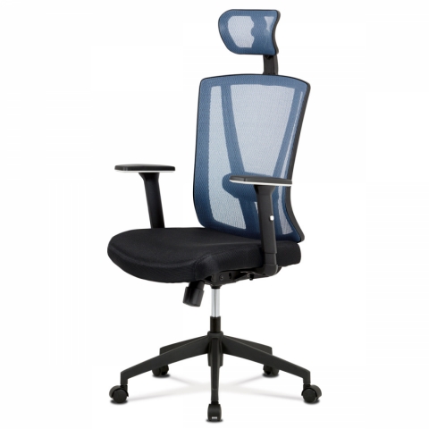 Kancelářská židle černá modrá, synchronní, MESH KA-H110 BLUE