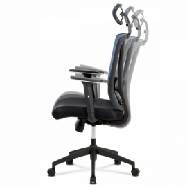 Kancelářská židle, černá MESH+modrá síťovina, plastový kříž, synchronní mechanismus KA-H110 BLUE