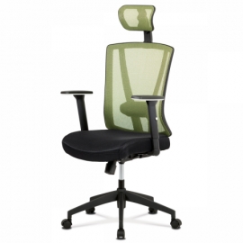 Kancelářská židle černá zelená, synchronní, KA-H110 GRN