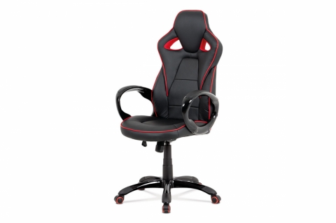 Kancelářská židle, černo červená, houpací, KA-E812 RED
