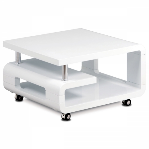 Konferenční stolek 70x70 bílý vysoký lesk chrom AHG-617 WT