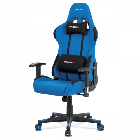 Kancelářská židle modrá látka houpací mech. KA-F05 BLUE