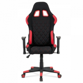 Kancelářská židle, červená látka, houpací mech, kříž plast KA-V606 RED