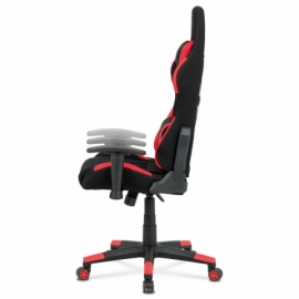 Kancelářská židle, červená látka, houpací mech, kříž plast KA-V606 RED