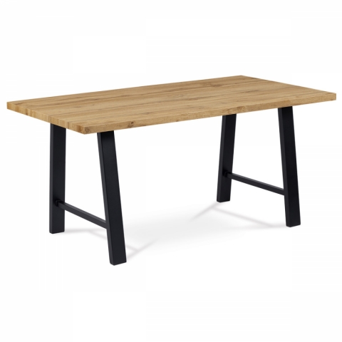 Jídelní stůl 160x90 dub, kov černý mat, HT-715 OAK