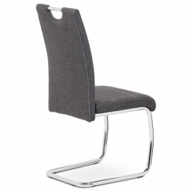 Jídelní židle, šedá látka, bílé prošití, kov chrom HC-482 GREY2