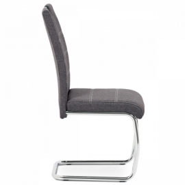 Jídelní židle, šedá látka, bílé prošití, kov chrom HC-482 GREY2