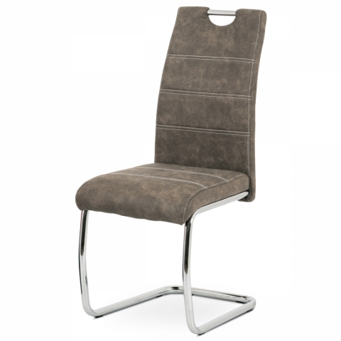 Jídelní židle hnědá látka COWBOY, kov chrom, HC-483 BR3