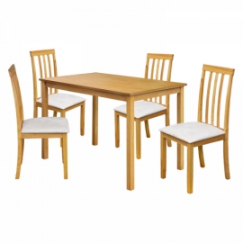 Jídelní set pro 4 osoby, stůl + 4 židle javor, MALAGA lak 