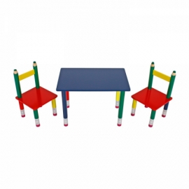 Dětský set stůl + 2 židle, PASTELKY