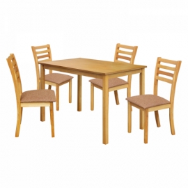 Jídelní set pro 4 osoby, stůl + 4 židle javor, BARCELONA lak 4826