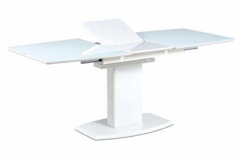 Jídelní stůl rozkládací 140x80 +40 bílý, bílé sklo, AT-4012 WT 