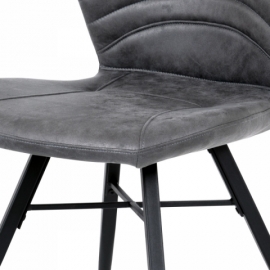 Jídelní židle šedá vintage látka, kov černý mat, HC-442 GREY3 
