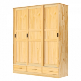 Šatní skříň s posuvnými dveřmi masiv borovice 3dveřová ONIX 207282