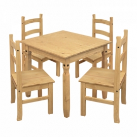Jídelní set pro 4 osoby masiv borovice stůl 78x78 + 4 židle CORONA 2 