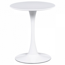 Jídelní stůl 60x72 cm, bílá matná MDF, kov bílý vysoký lesk DT-560 WT