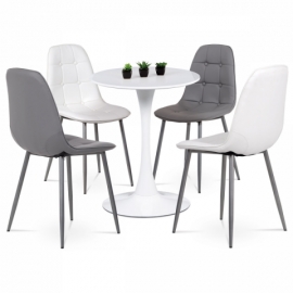 Jídelní stůl pr.60x72 cm, bílá matná MDF, kov bílý vysoký lesk DT-560 WT