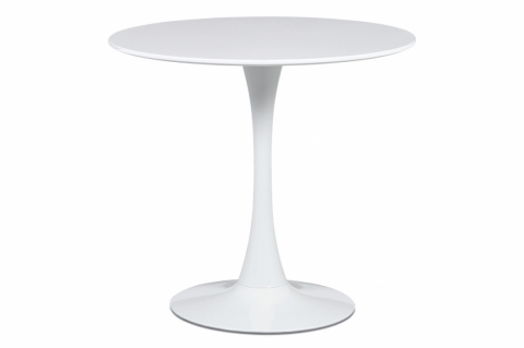 Jídelní stůl kulatý 80 cm bílý vysoký lesk, DT-580 WT 