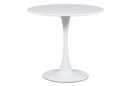 Jídelní stůl kulatý 80 cm bílý vysoký lesk, DT-580 WT 