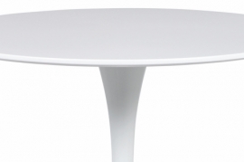 Jídelní stůl pr.80x73 cm, bílá matná MDF, kov bílý vysoký lesk DT-580 WT
