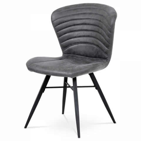 Jídelní židle šedá vintage látka, kov černý mat, HC-442 GREY3 