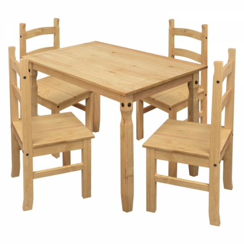 Jídelní set pro 4 osoby masiv borovice stůl 118x79 + 4 židle CORONA 2 4481