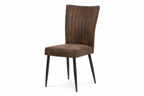 Jídelní židle, látka hnědá, broušený kov antik HC-323 COF3 