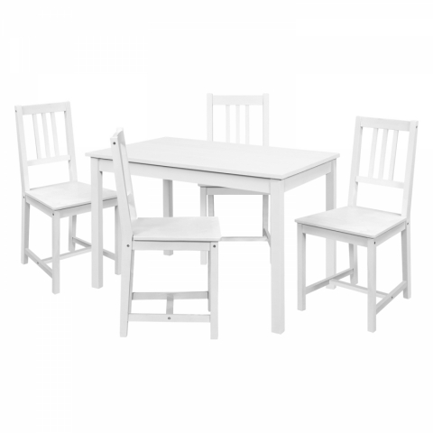 Jídelní set pro 4 osoby bílý stůl + 4 židle 4484
