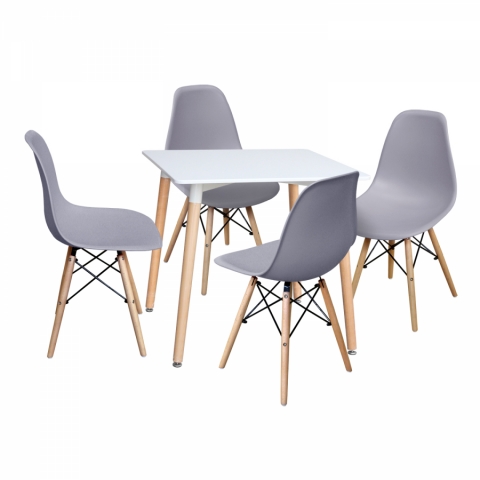 <![CDATA[Jídelní set stůl 80x80 bílý + 4 židle šedé Uno 4492 Idea]]>