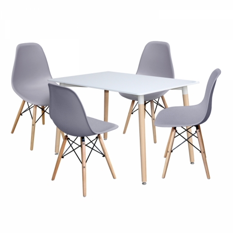 <![CDATA[Jídelní set pro 4 osoby stůl 120x80 bílý + 4 židle UNO šedé 4496 Idea]]>