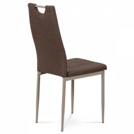 Jídelní židle, hnědá látka, kov cappuccino lesk DCL-393 BR2