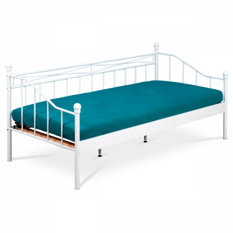 Bílá kovová postel 90x200, BED-1905 WT 