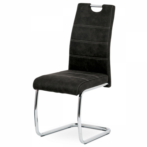 Jídelní židle černá, kovová chromovaná podnož HC-483 BK3 