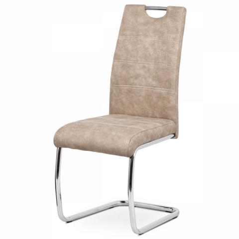 Jídelní židle krémová látka, podnož kov chrom, HC-483 CRM3 