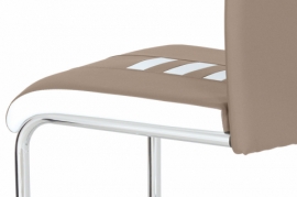 Jídelní židle ekokůže cappucino / bílá, chrom DCL-961 CAP